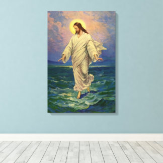 Vintage Religion, Jesus Christ is Walking on Water Canvas Print