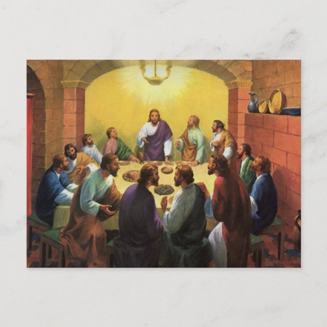 Vintage Religion, Last Supper with Jesus Christ Postcard (Front)