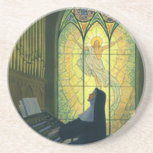 Vintage Religion, Nun Playing an Organ in Church Coaster