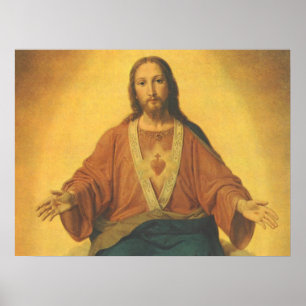 Vintage Religion, Sacred Heart of Jesus Christ Poster