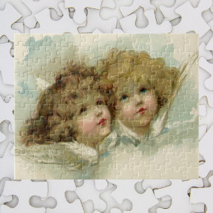 Vintage Religion, Victorian Angels in the Clouds Jigsaw Puzzle