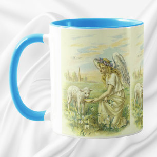 Vintage Religion, Victorian Easter Angel with Lamb Mug