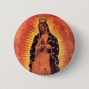 Vintage Religion Virgin Mary Our Lady of Guadalupe 6 Cm Round Badge