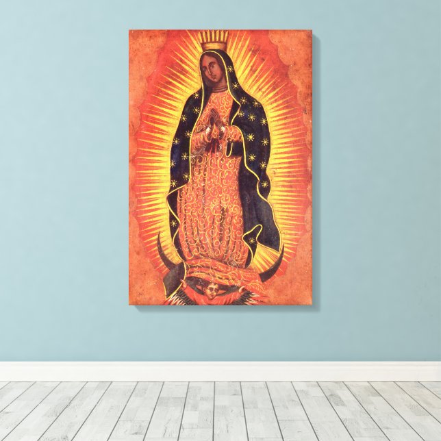 Vintage Religion Virgin Mary Our Lady of Guadalupe Canvas Print (Insitu(Wood Floor))