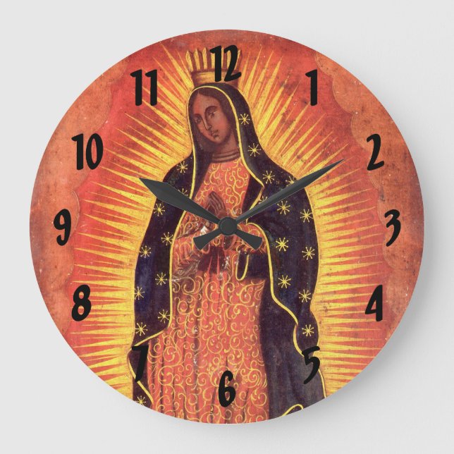 Vintage Religion Virgin Mary Our Lady of Guadalupe Large Clock (Front)
