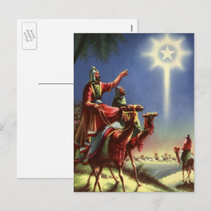 Vintage Religion, Wise Men with Star of Bethlehem Holiday Postcard