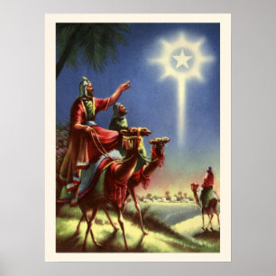 Vintage Religion, Wise Men with Star of Bethlehem Poster