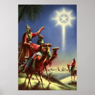 Vintage Religion, Wise Men with Star of Bethlehem Poster