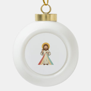 Vintage Religious Blessing Vector Shirt Design_1 Ceramic Ball Christmas Ornament