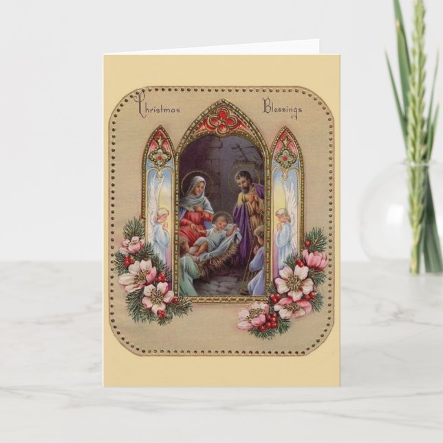 Vintage Religious Christmas Greeting Card (Front)