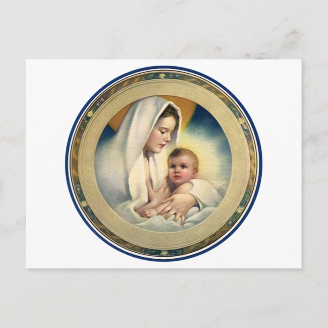 Vintage Religious Christmas, Madonna and Child Holiday Postcard (Front)