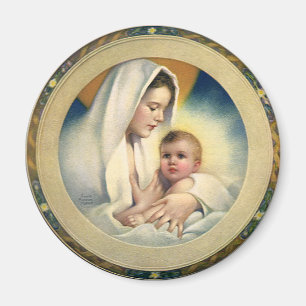 Vintage Religious Christmas, Madonna and Child Magnet
