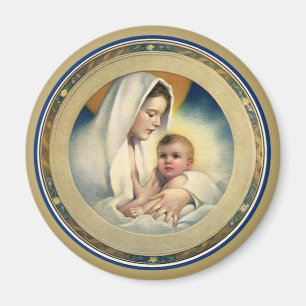 Vintage Religious Christmas, Madonna and Child Magnet
