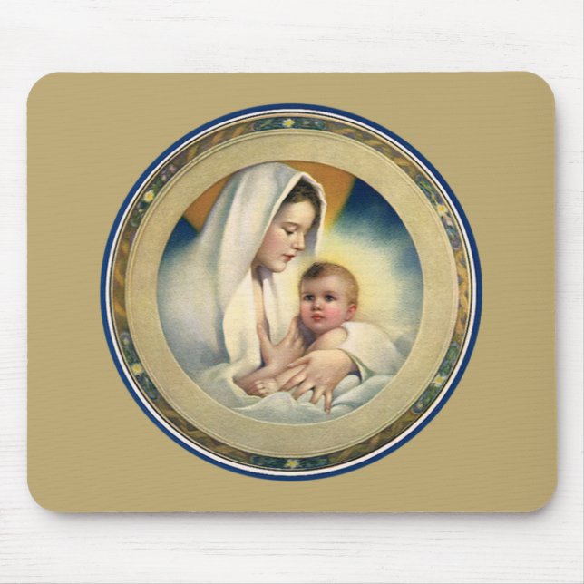 Vintage Religious Christmas, Madonna and Child Mouse Pad (Front)