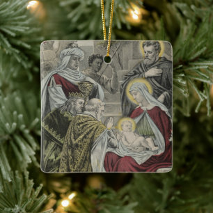Vintage Religious Christmas Ornament with wishes