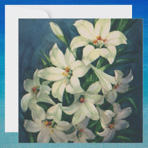 Vintage Religious Easter Greetings, Lily Flowers Holiday Card