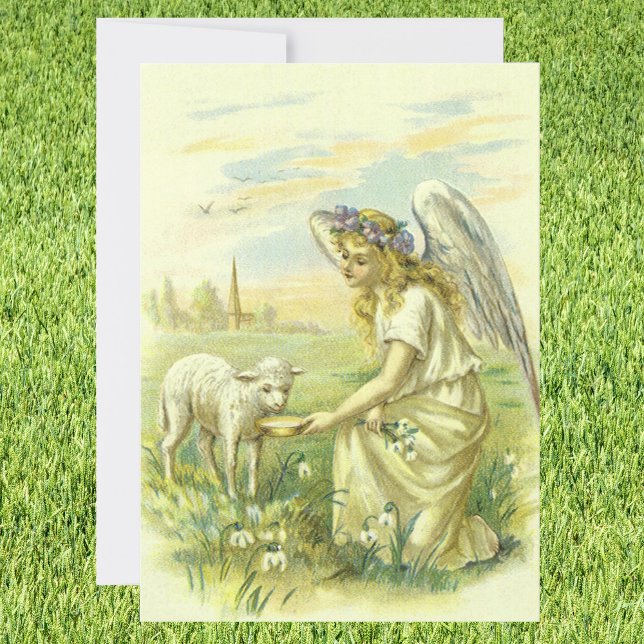 Vintage Religious Easter Victorian Angel with Lamb (Creator Uploaded)