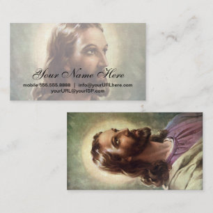 Vintage Religious, Jesus Christ Portrait with Halo Business Card