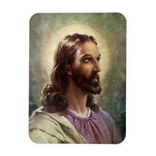 Vintage Religious, Jesus Christ Portrait with Halo Magnet