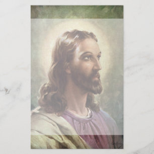 Vintage Religious, Jesus Christ Portrait with Halo Stationery