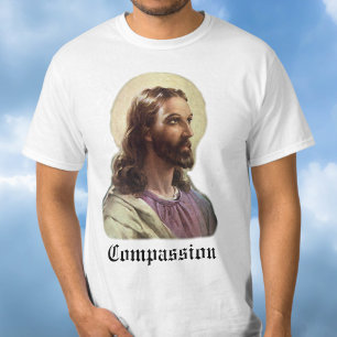 Vintage Religious, Jesus Christ Portrait with Halo T-Shirt