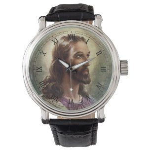 Vintage Religious, Jesus Christ Portrait with Halo Watch
