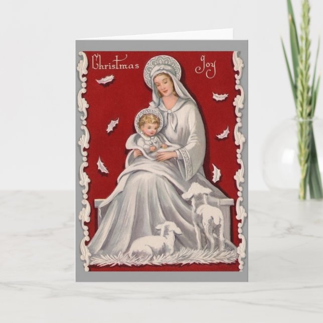 Vintage Religious Madonna and Child Christmas Card (Front)