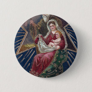 Vintage Religious Mary and Baby Jesus Christmas 6 Cm Round Badge