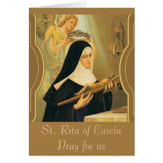 Vintage Religious St. Rita Cascia Prayer  (Front)