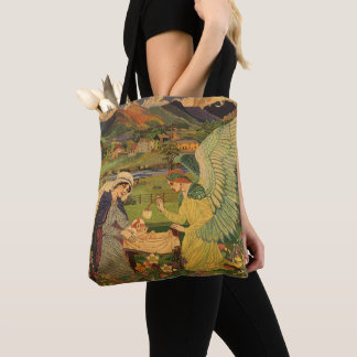 Vintage Religious Tapestry with Baby Jesus Christ Tote Bag