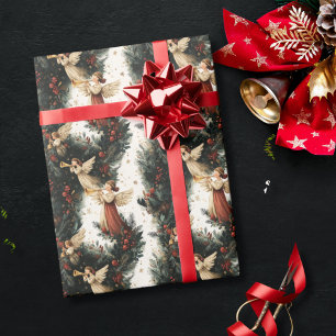 Vintage Religious Trumpet Angel Christmas Wrapping Paper