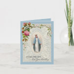 Vintage Religious Virgin Mary Birthday Holiday Card<br><div class="desc">This is a beautiful vintage of the Blessed Virgin Mary,  Our Lady of Grace,  with vintage background and pink roses. Perfect for Birthday's or any special occasion. 
All text and fonts may be modified.</div>