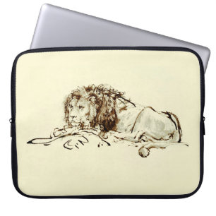 Vintage Rembrandt Ink Sketch of a Lion Laptop Sleeve