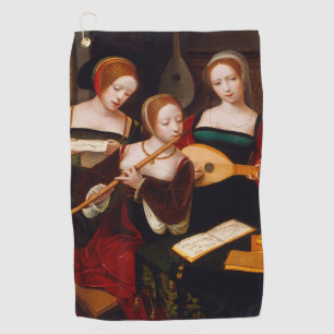Vintage Renaissance Art Three Female Musicians Golf Towel