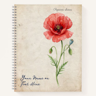 Vintage Renaissance Corn Poppy Papaver rhoeas Notebook
