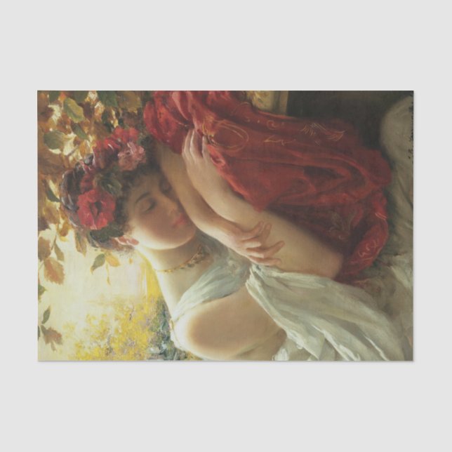Vintage Renaissance Lady Sleeping Portrait  Tissue Paper (Front)