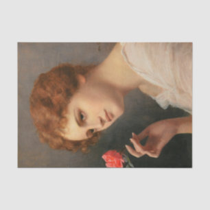 Vintage Renaissance Lady with Red Flowers Portrait Tissue Paper
