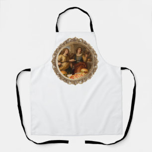 Vintage Renaissance Painting Parody of Men Eating Apron