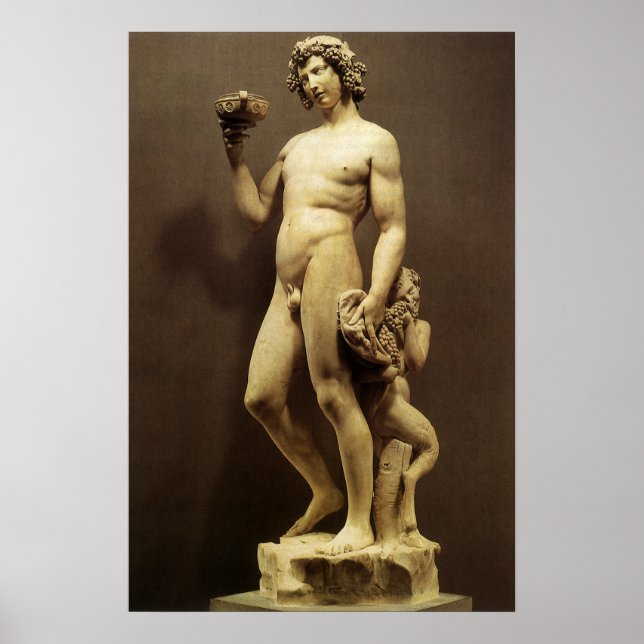 Vintage Renaissance Statue Bacchus by Michelangelo Poster (Front)