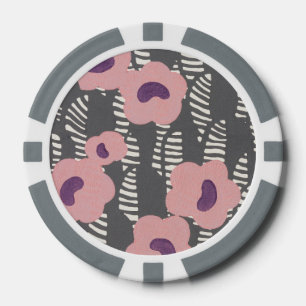 Vintage René Crevel French Art Deco Pink Floral Poker Chips