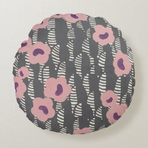 Vintage René Crevel French Art Deco Pink Floral Round Cushion