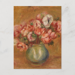Vintage Renoir Pink Green Yellow Anemones Postcard