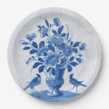 Vintage Replica French Country Chic Blue Delft Pap