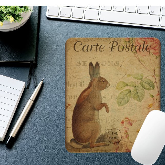 Vintage Reproduction Rabbit Postcard  Mouse Pad (Creator Uploaded)