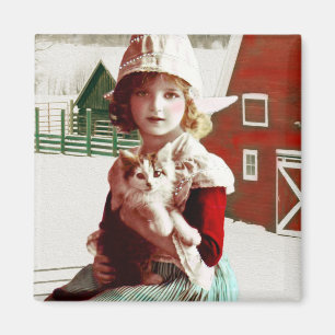Vintage Rescued Barn Kitty Magnet