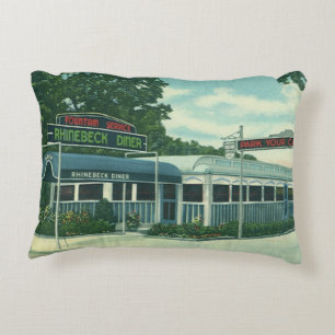 Vintage Restaurant, Retro Rhinebeck Roadside Diner Decorative Cushion