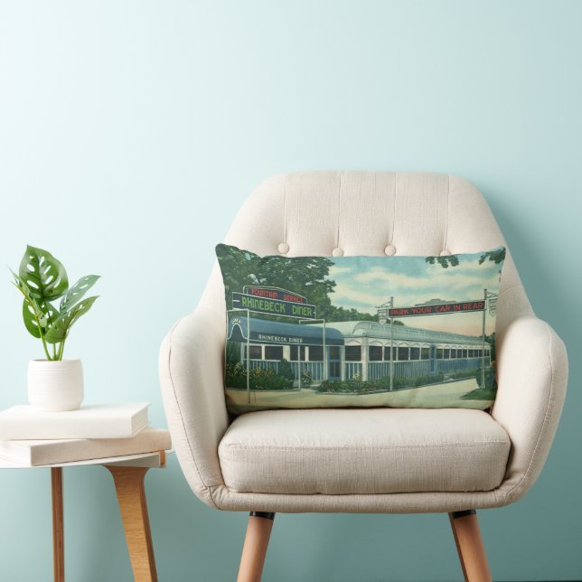 Vintage Restaurant, Retro Rhinebeck Roadside Diner Lumbar Cushion (Chair)