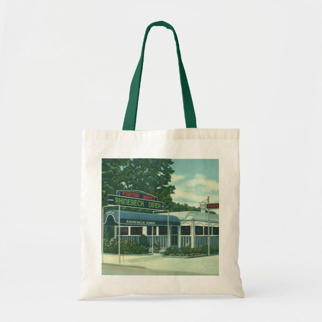 Vintage Restaurant, Retro Rhinebeck Roadside Diner Tote Bag (Front)