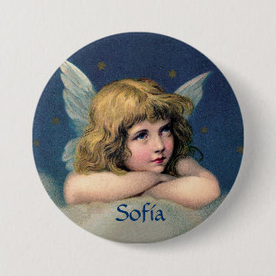 Vintage Resting Angel - Personalise - Round Button