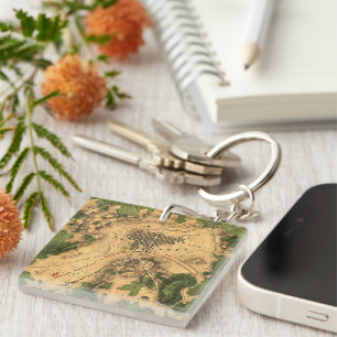 Vintage Restored Map of Battle of Gettysburg, 1863 Key Ring